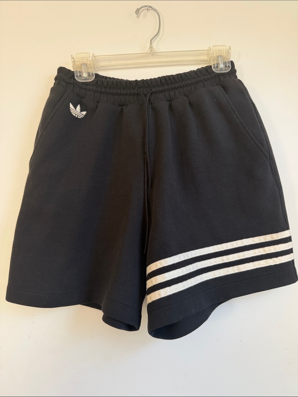 Adidas Originals Trefoil Black Fleece Shorts Size Small 3 Stripe